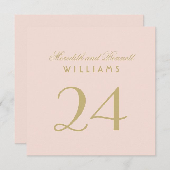 Elegant Blush Gold Wedding Monogram Table Number (Front/Back)