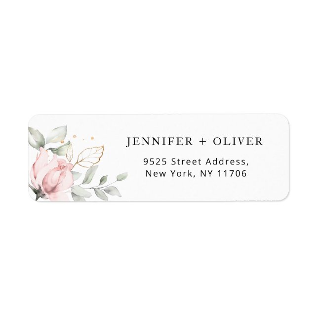 Elegant blush gold Wedding Return Address  (Front)
