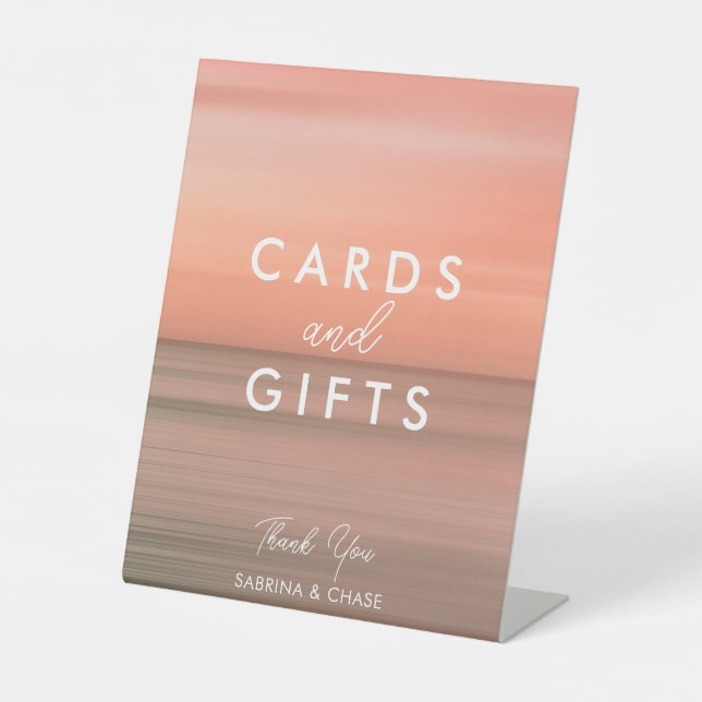 Elegant Blush Gradient Wedding Cards and Gifts Pedestal Sign (Front)