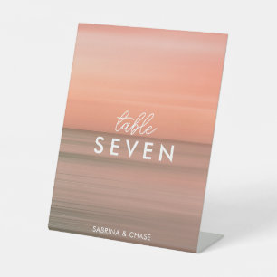 Elegant Blush Gradient Wedding Table Number Pedestal Sign