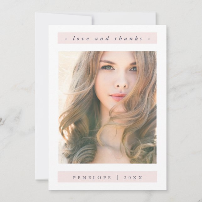 Elegant Blush Graduation Photo Thank You (Front)