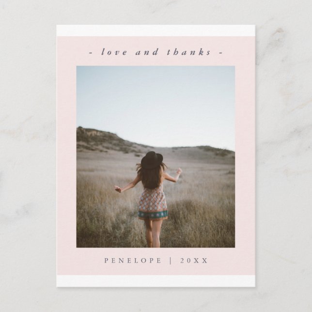 Elegant Blush Graduation Thank You Photo Postcard (Front)