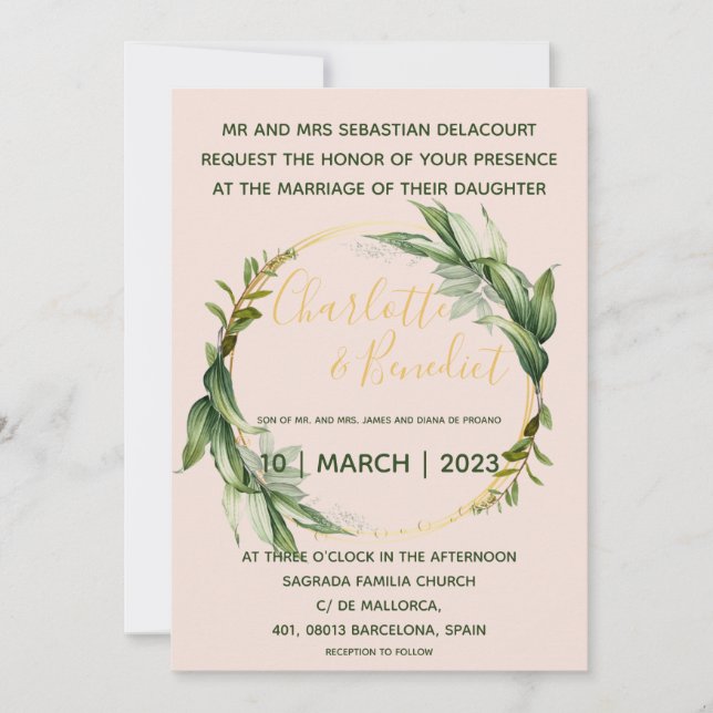 Elegant Blush Green Brush Script Request  Invitation (Front)