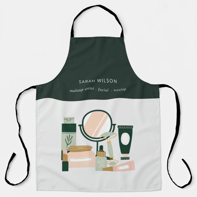 Elegant Blush Green Makeup Artist Cosmologist Apron (Front)