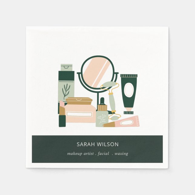 Elegant Blush Green Makeup Artist Cosmologist Napkin (Front)