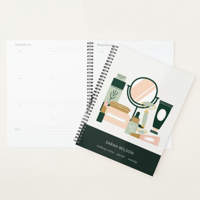 Elegant Blush Green Makeup Artist Cosmologist Planner (Display)