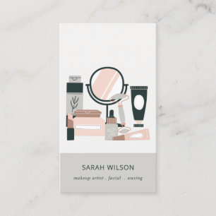 Elegant Blush Grey Makeup Artist Cosmologist Business Card