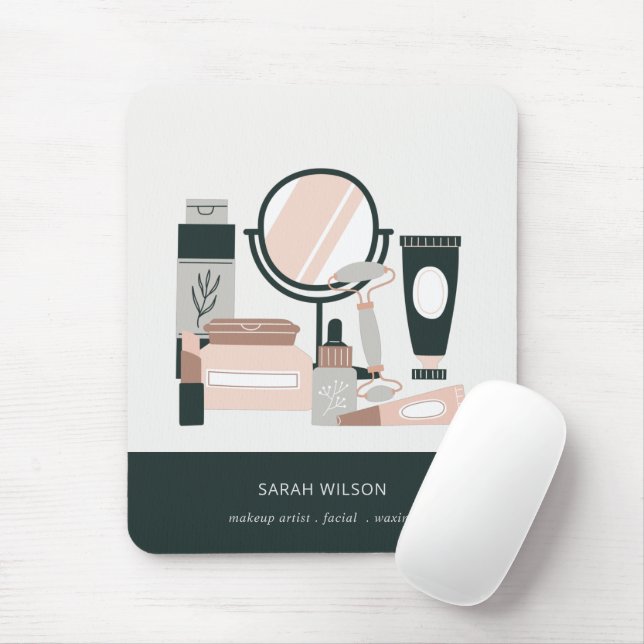 Elegant Blush Grey Makeup Artist Cosmologist Mouse Mat (With Mouse)