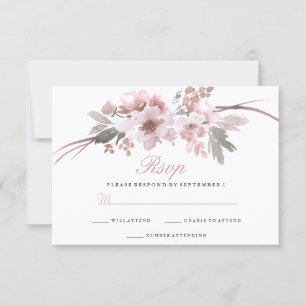 Elegant Blush & Grey White floral Wedding RSVP