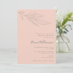Elegant Blush Hand-Drawn Botanical Bridal Shower Invitation