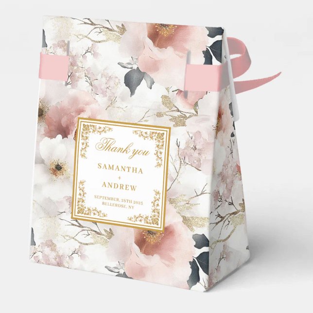 Elegant Blush Ivory Gold Wedding Thank You Box (Elegant Blush Ivory Gold Wedding Thank You Box)
