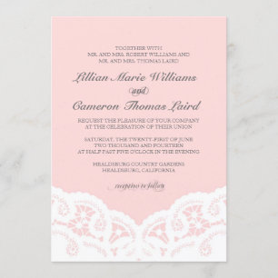 Elegant Blush Lace Wedding Invitation