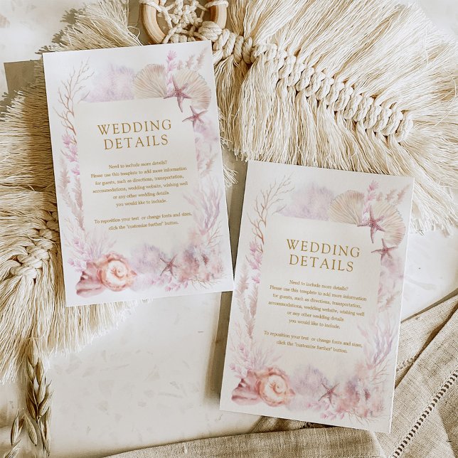 Elegant Blush Lavender Ocean Beach Wedding Details Enclosure Card (Creator Uploaded)