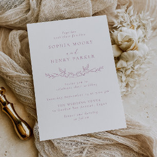 Elegant Blush Line Art Wedding Invitation