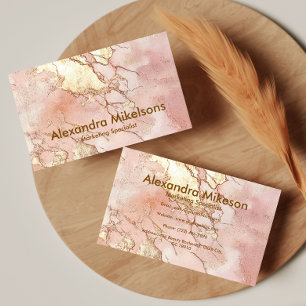 Elegant Blush Marble Gold Business Card