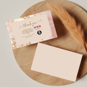 Elegant Blush Marble Gold Professional Thank You Card