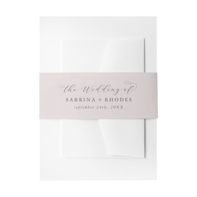 Elegant Blush Mauve The Wedding Of Invitation Belly Band (Front Example)