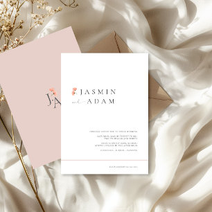 Elegant Blush Minimal Floral Wedding Invitation