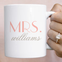 Elegant Blush Mrs Wedding Monogram