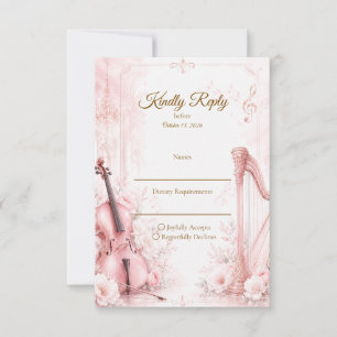 Elegant Blush Musical Wedding RSVP Card