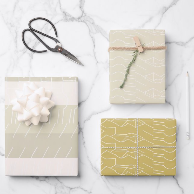 Elegant Blush Mustard Yellow Geometric Pattern Wrapping Paper Sheet (Front)