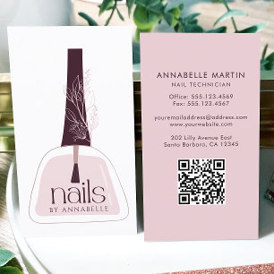 Elegant Blush Nail Technician   Business Card