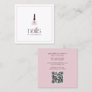 Elegant Blush Nail Technician  Square Business Card