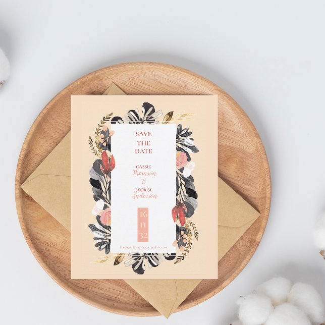 Elegant Blush & Navy Floral Wedding Save the Date (Elegant Blush & Navy Floral Wedding Save the Date Invitation)