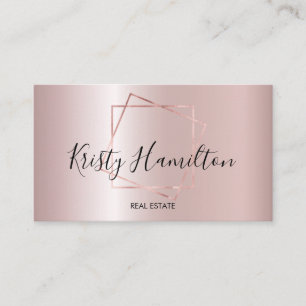 Elegant Blush & Navy Professional Real Estate Business Card
