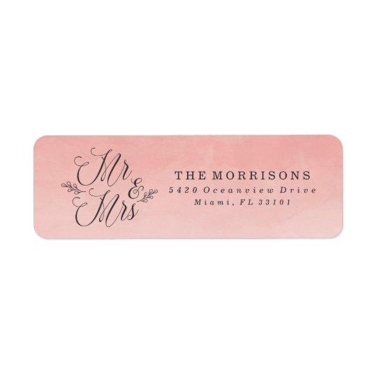 Elegant Blush Ombre Watercolor | Wedding Return Address Label