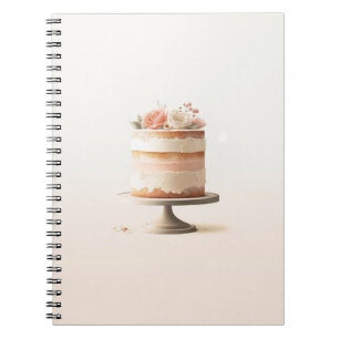 Elegant Blush Peach Floral Cake Wedding Guestbook Notebook