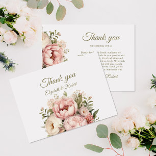 Elegant Blush & Peach Peony Thank You Card