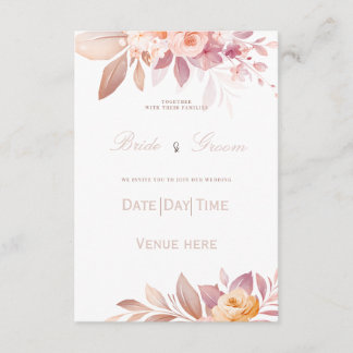 : Elegant Blush & Peach Rose Wedding Invite