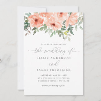 Elegant Blush Peony and Greenery Floral Invitation