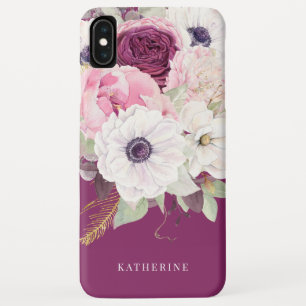 Elegant Blush Peony Eucalyptus Floral Monogram iPhone XS Max Case