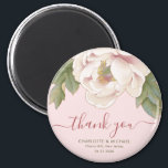 Elegant Blush Peony Floral Thank You Wedding Favou Magnet<br><div class="desc">The Elegant Blush Peony Floral Thank You Wedding Favour magnet features blush pink watercolor peony flowers and modern script, against a subtle soft pink background, adding a gentle contrast and enhancing their natural beauty and elegance. ♥ View the collection on this page to find matching products. ♥Customise it with your...</div>