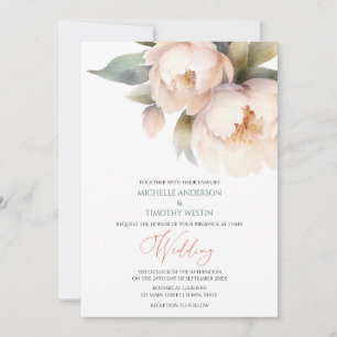 Elegant Blush Peony Watercolor Floral Announcement