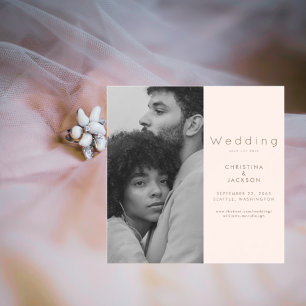 Elegant Blush Photo Save the Date Magnetic Invitation