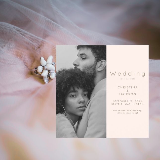 Elegant Blush Photo Save the Date Magnetic Invitation (Creator Uploaded)