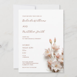 Elegant Blush Pink 3D Flowers  Invitation