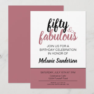 Elegant Blush Pink 50th Birthday Invitation