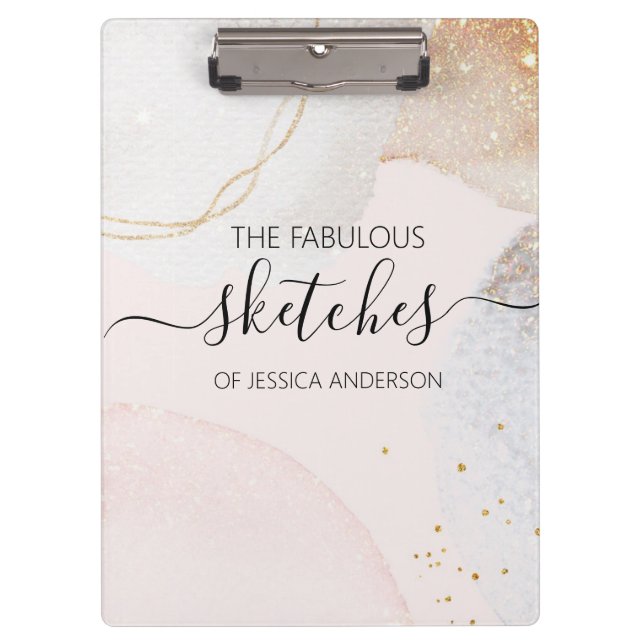 Elegant blush pink abstract personalised clipboard (Front)
