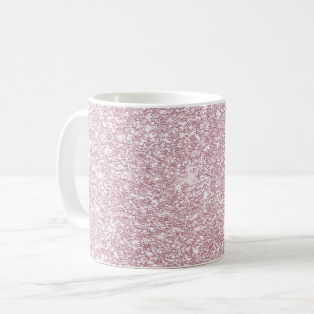 Elegant blush pink abstract trendy girly glitter coffee mug (Front Left)