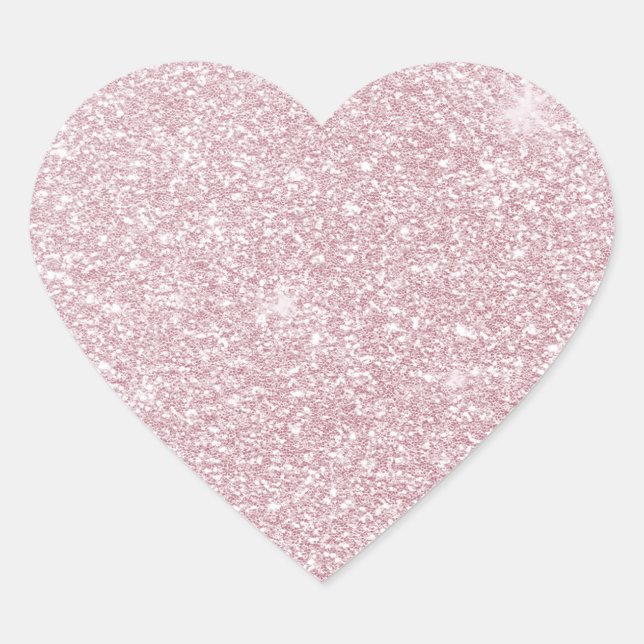 Elegant blush pink abstract trendy girly glitter heart sticker (Front)