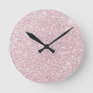 Elegant blush pink abstract trendy girly glitter round clock