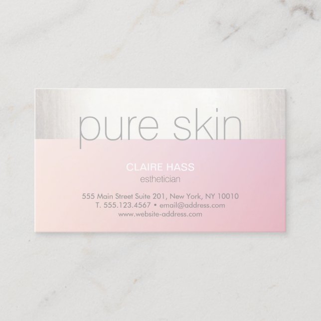 Elegant Blush Pink Aesthetician Spa Business Card (Front)