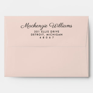 Elegant Blush Pink and Black Stripes Wedding Envelope