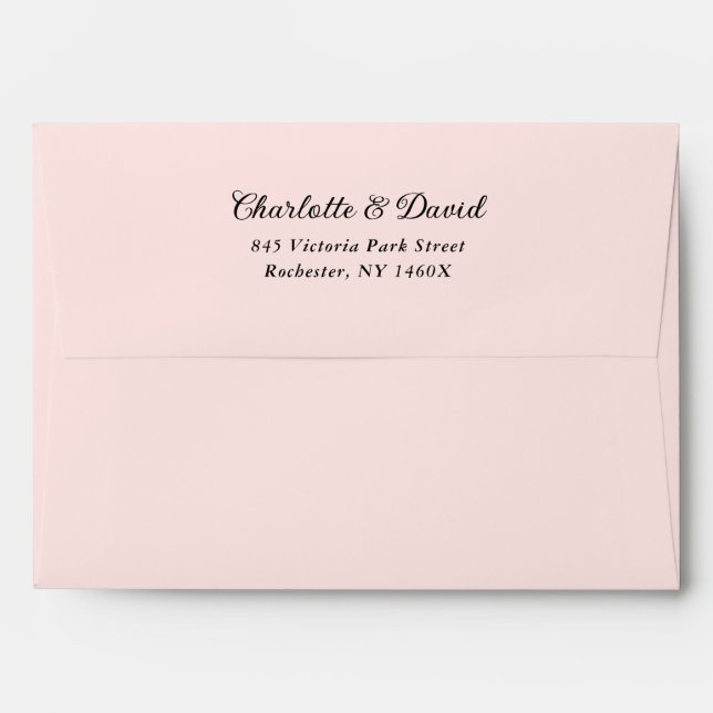 Elegant Blush Pink and Black Wedding Envelope (Back (Top Flap))