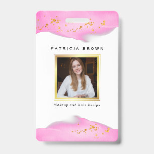 Elegant Blush Pink And Gold Glitter ID Badge
