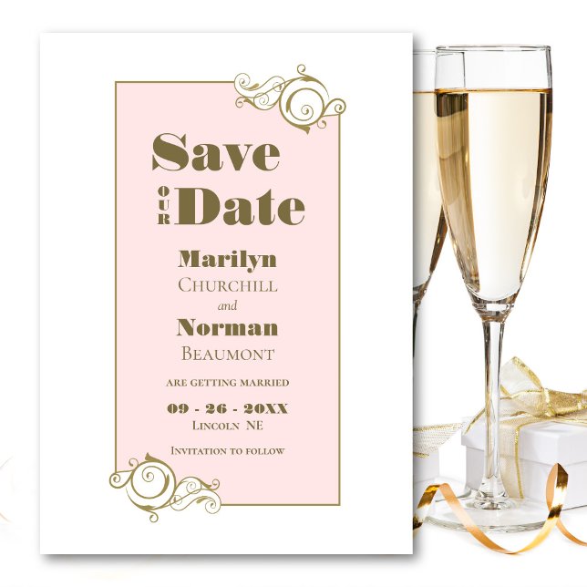 Elegant Blush Pink and Gold Simple Wedding Save The Date (Creator Uploaded)